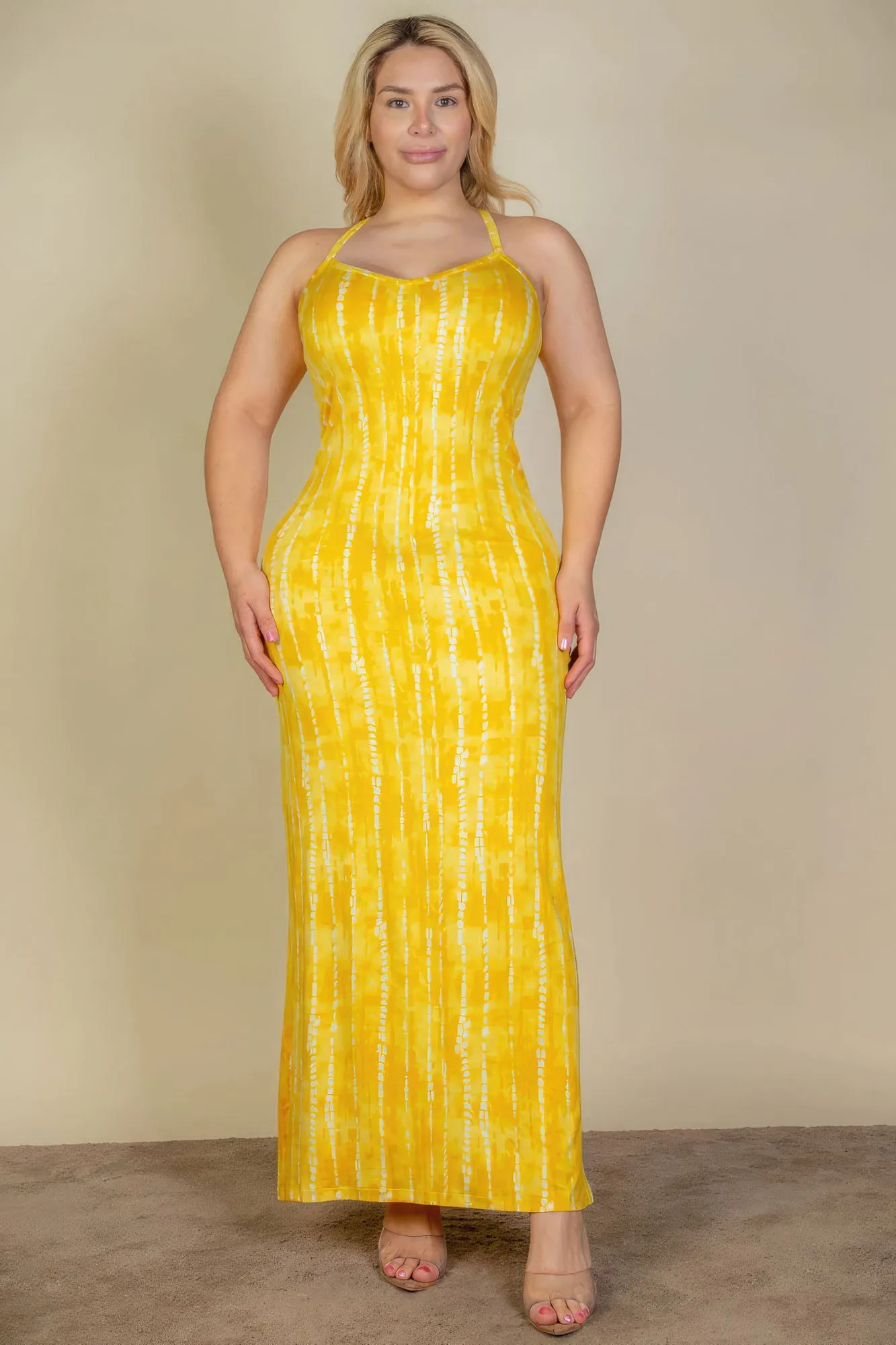 Blue Zone Planet |  Plus Size Tie Dye Printed Cami Bodycon Maxi Dress