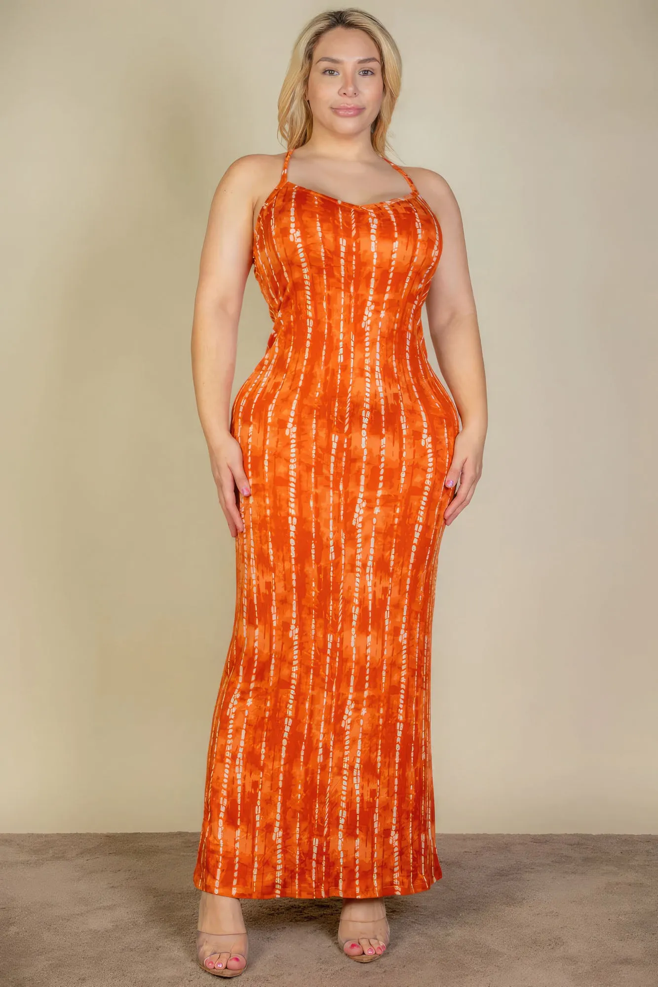 Blue Zone Planet |  Plus Size Tie Dye Printed Cami Bodycon Maxi Dress