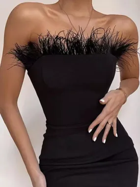 Bodycon Bandage Feather Dress