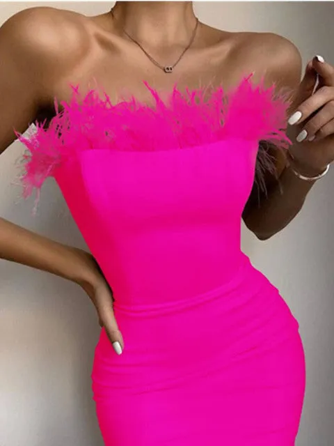 Bodycon Bandage Feather Dress