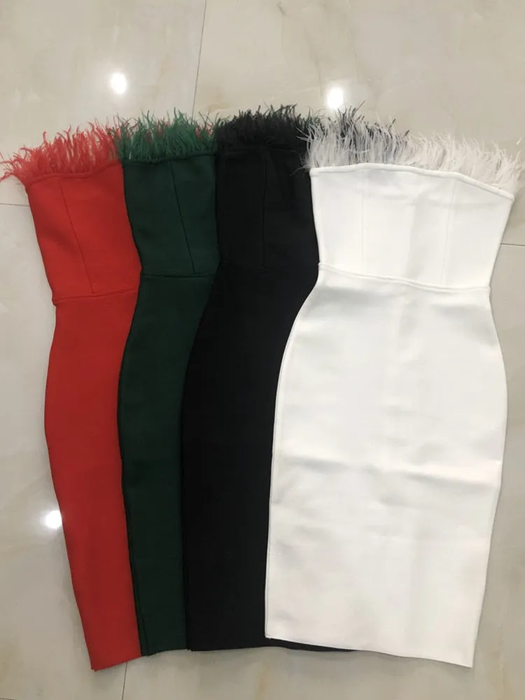 Bodycon Bandage Feather Dress