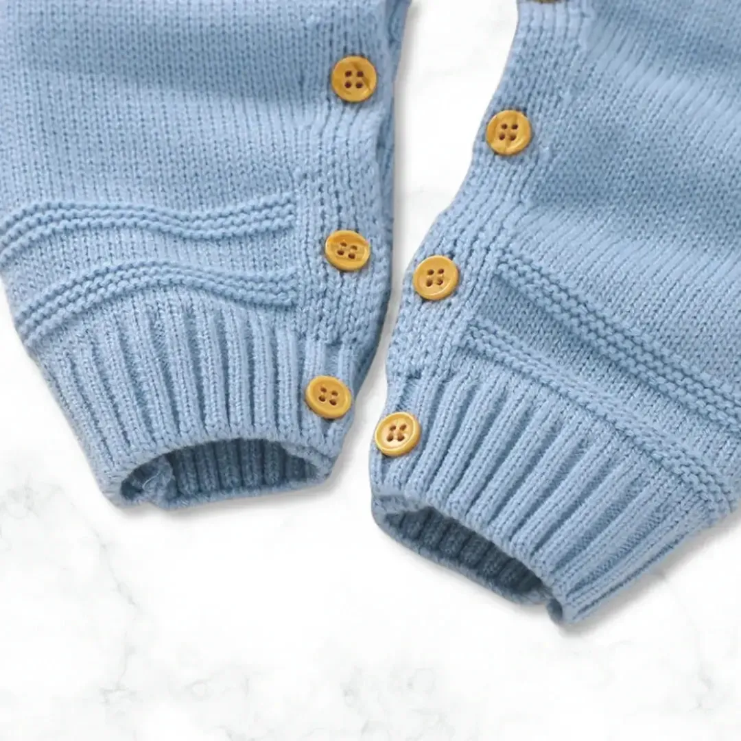 Bunny Hugs Baby Romper 🐰 Cozy Knit One-Piece with Adorable Cotton Tail (0-18M)