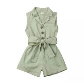 Button Down Collar Toddler Romper