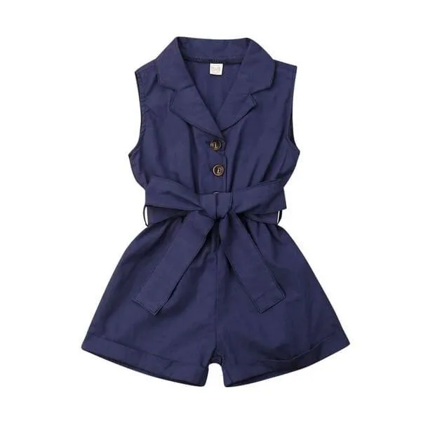 Button Down Collar Toddler Romper