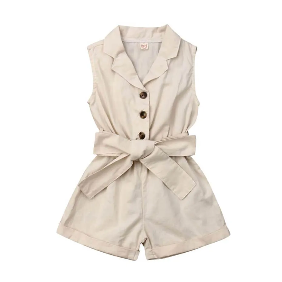 Button Down Collar Toddler Romper