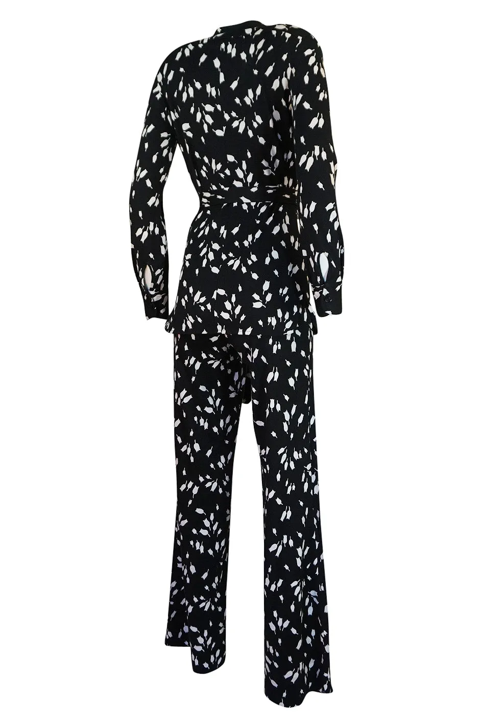 c.1976 Diane Von Furstenberg Black & White Jumpsuit & Jacket Set