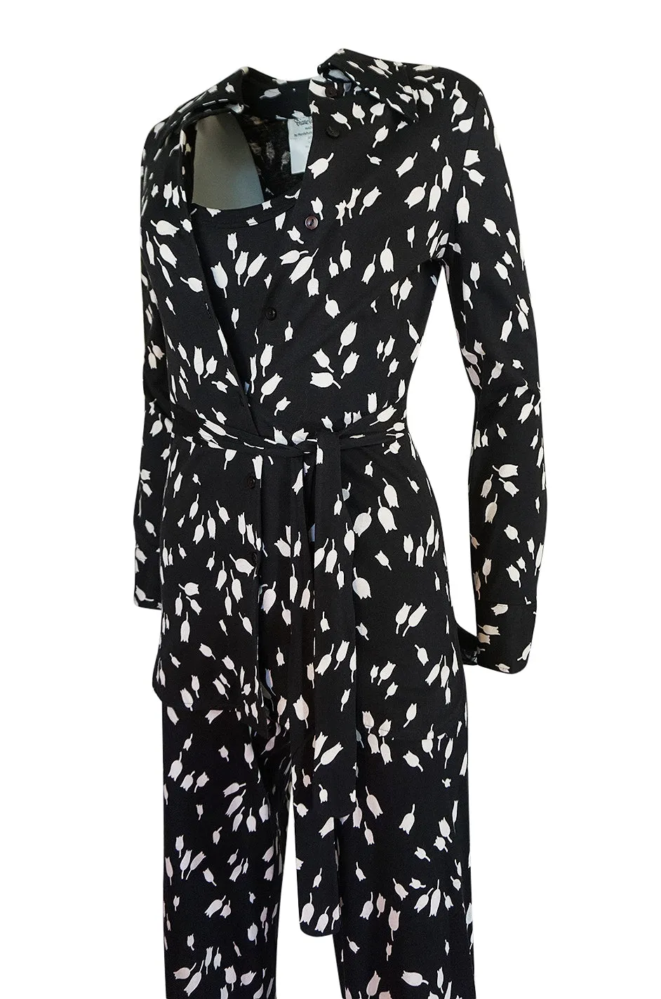c.1976 Diane Von Furstenberg Black & White Jumpsuit & Jacket Set