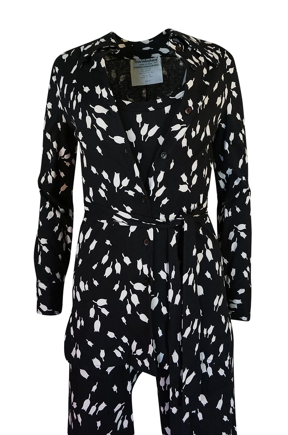 c.1976 Diane Von Furstenberg Black & White Jumpsuit & Jacket Set