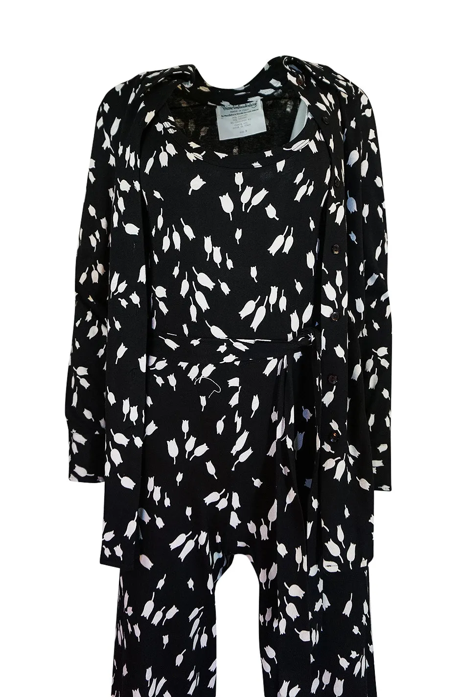 c.1976 Diane Von Furstenberg Black & White Jumpsuit & Jacket Set