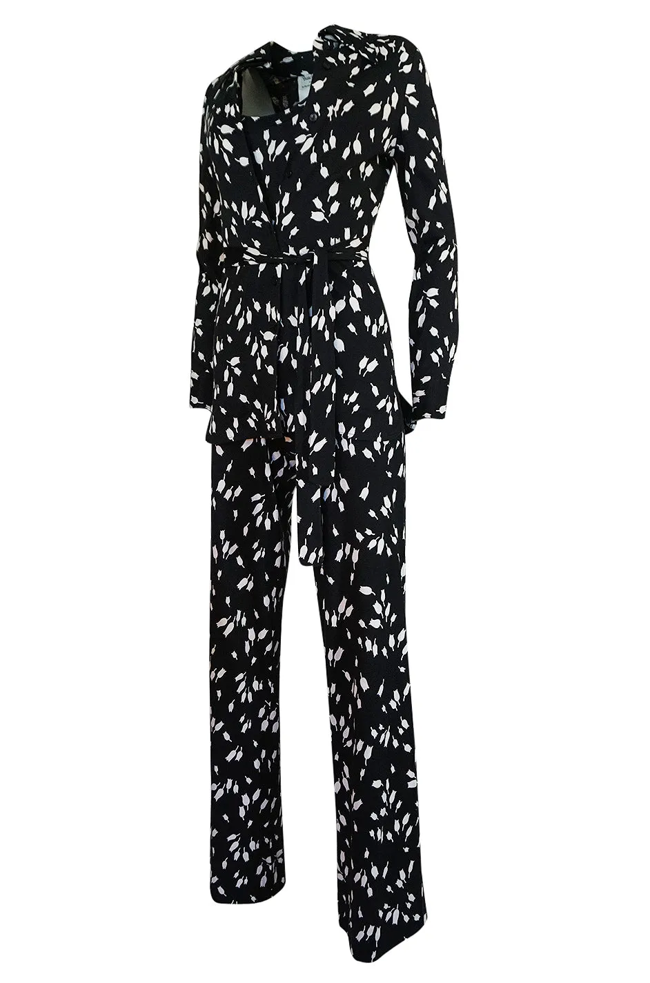 c.1976 Diane Von Furstenberg Black & White Jumpsuit & Jacket Set