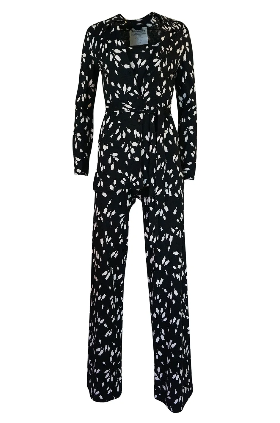 c.1976 Diane Von Furstenberg Black & White Jumpsuit & Jacket Set