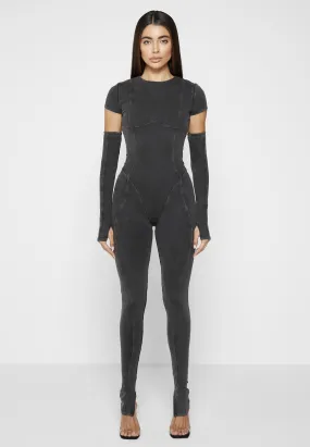Cap Sleeve Contour Jumpsuit - Washed Grey