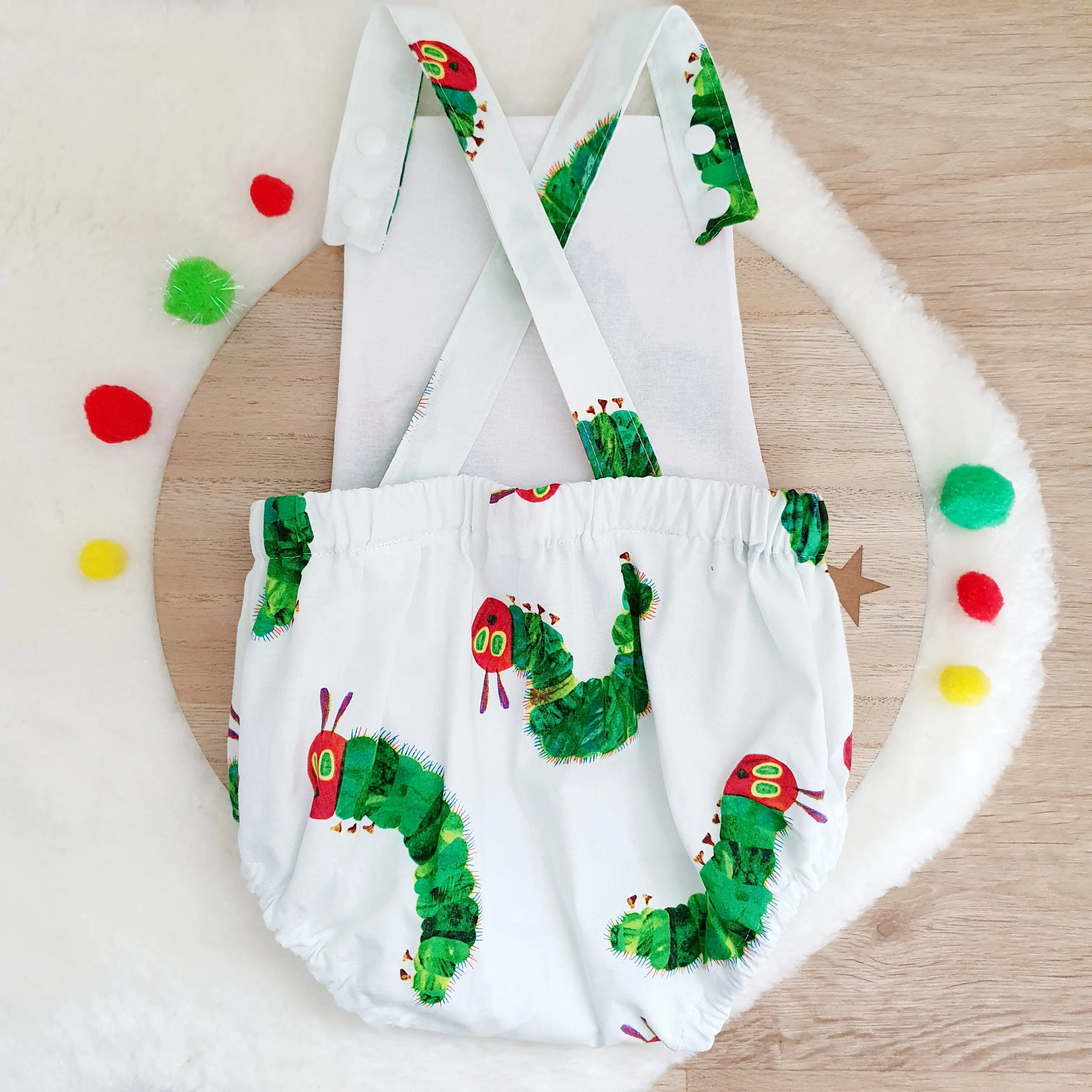 CATERPILLAR print Baby Romper, Size 1