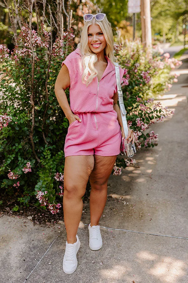 Coffee Run Cutie Romper in Pink Curves