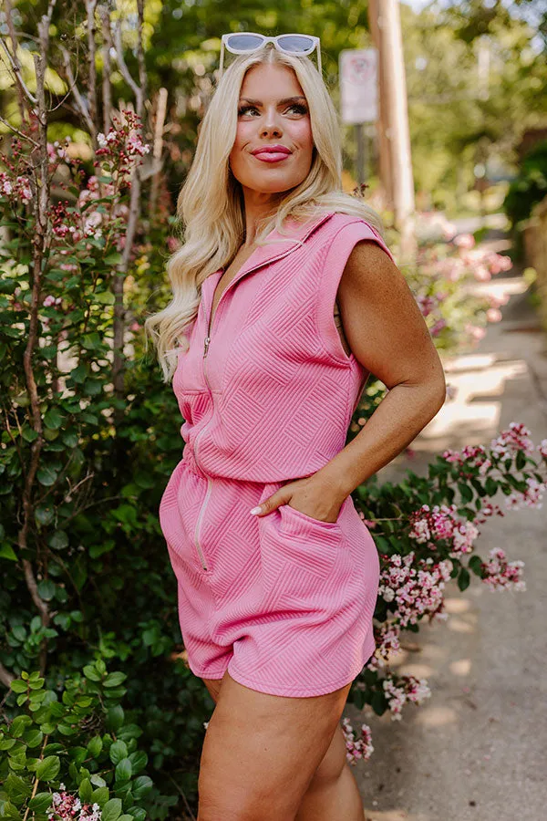 Coffee Run Cutie Romper in Pink Curves
