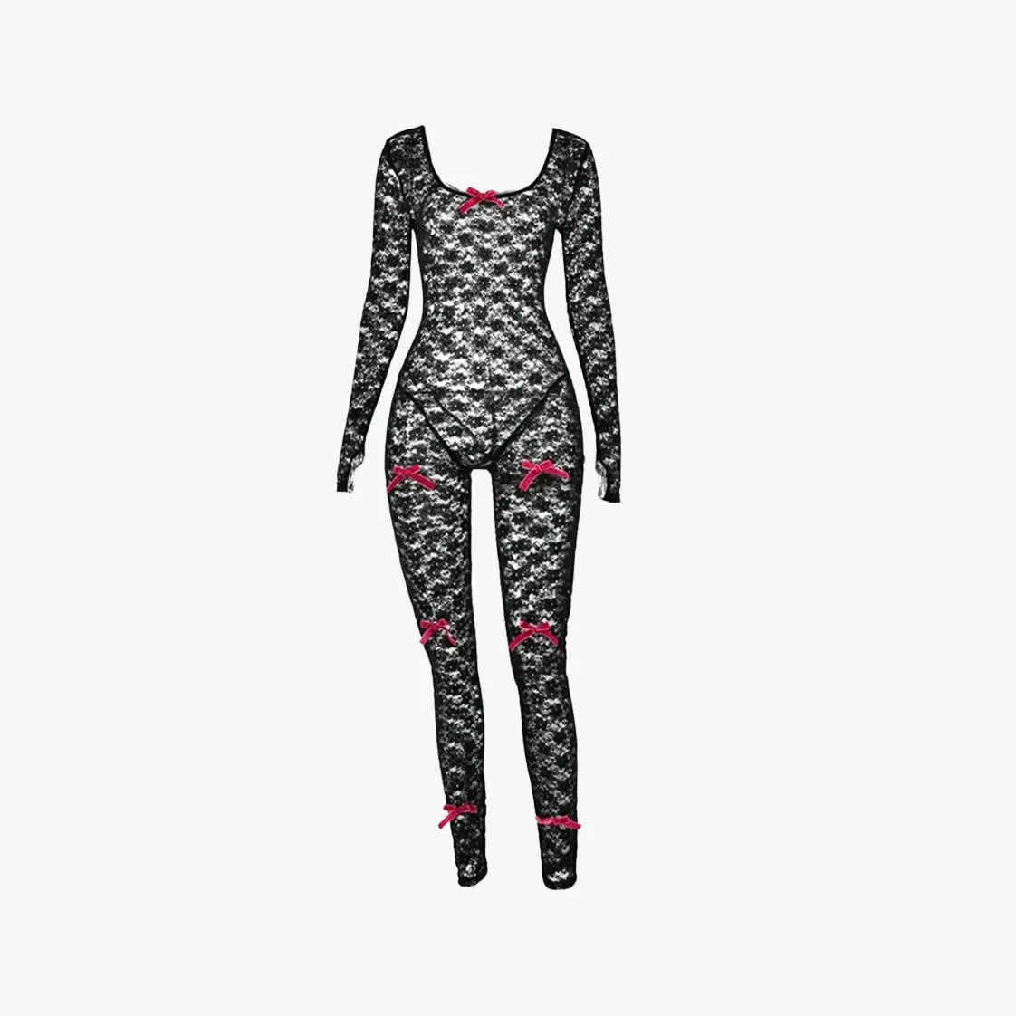 Coquette Bow See Through Jumpsuit
