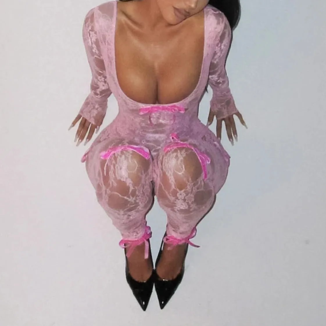 Coquette Bow See Through Jumpsuit