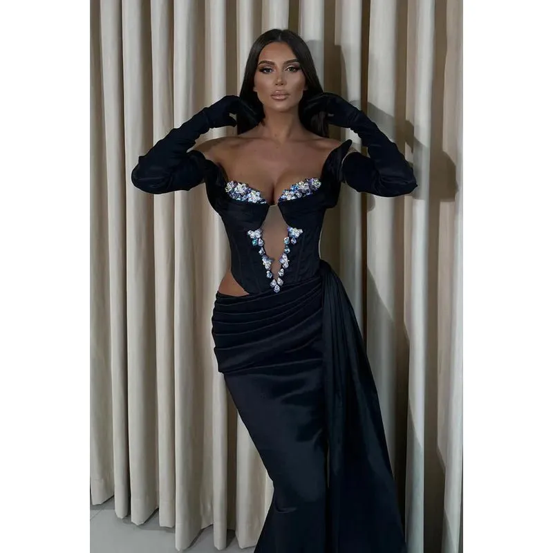 Couture & Ornate Long Sleeves Mermaid Off-Shoulder Sexy Evening Party Prom Dress