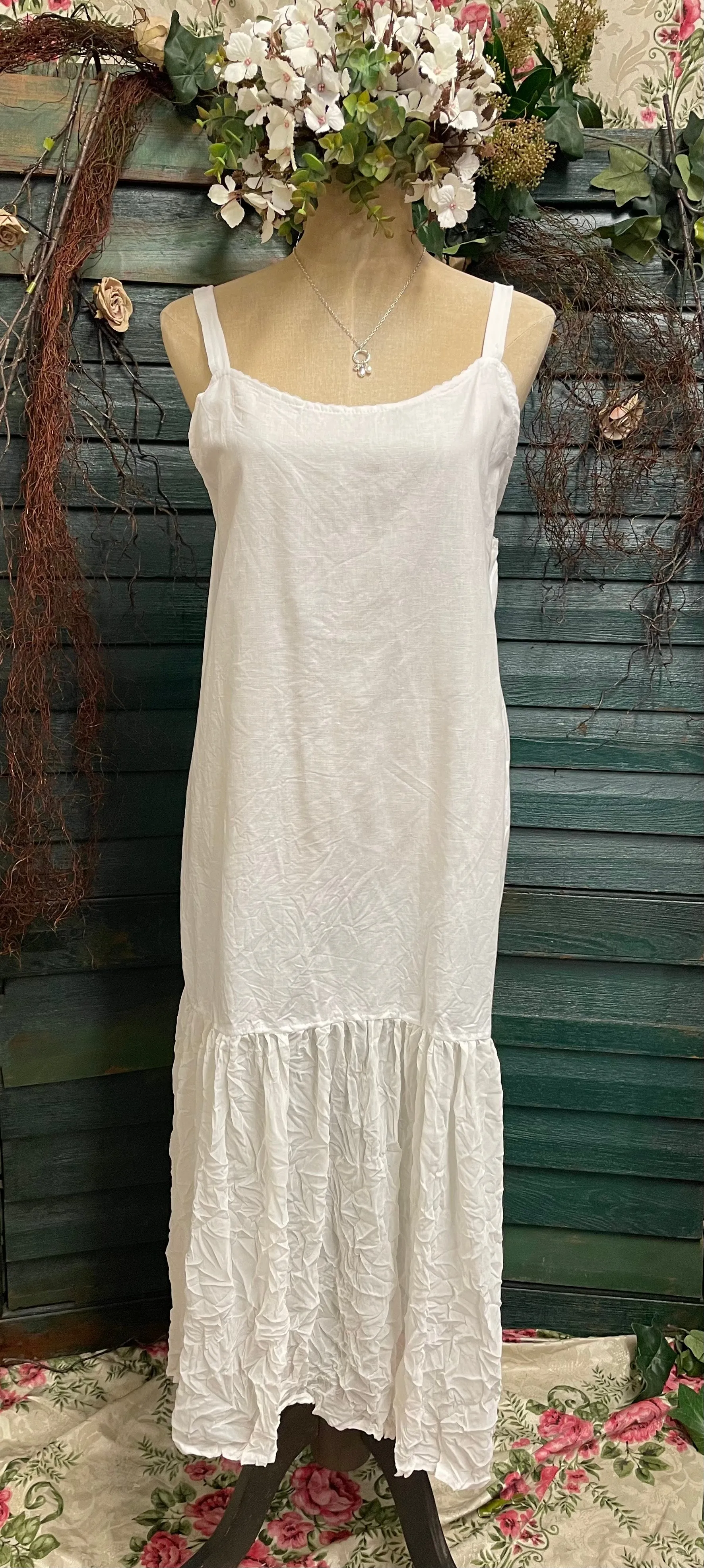 Cream linen slip dress
