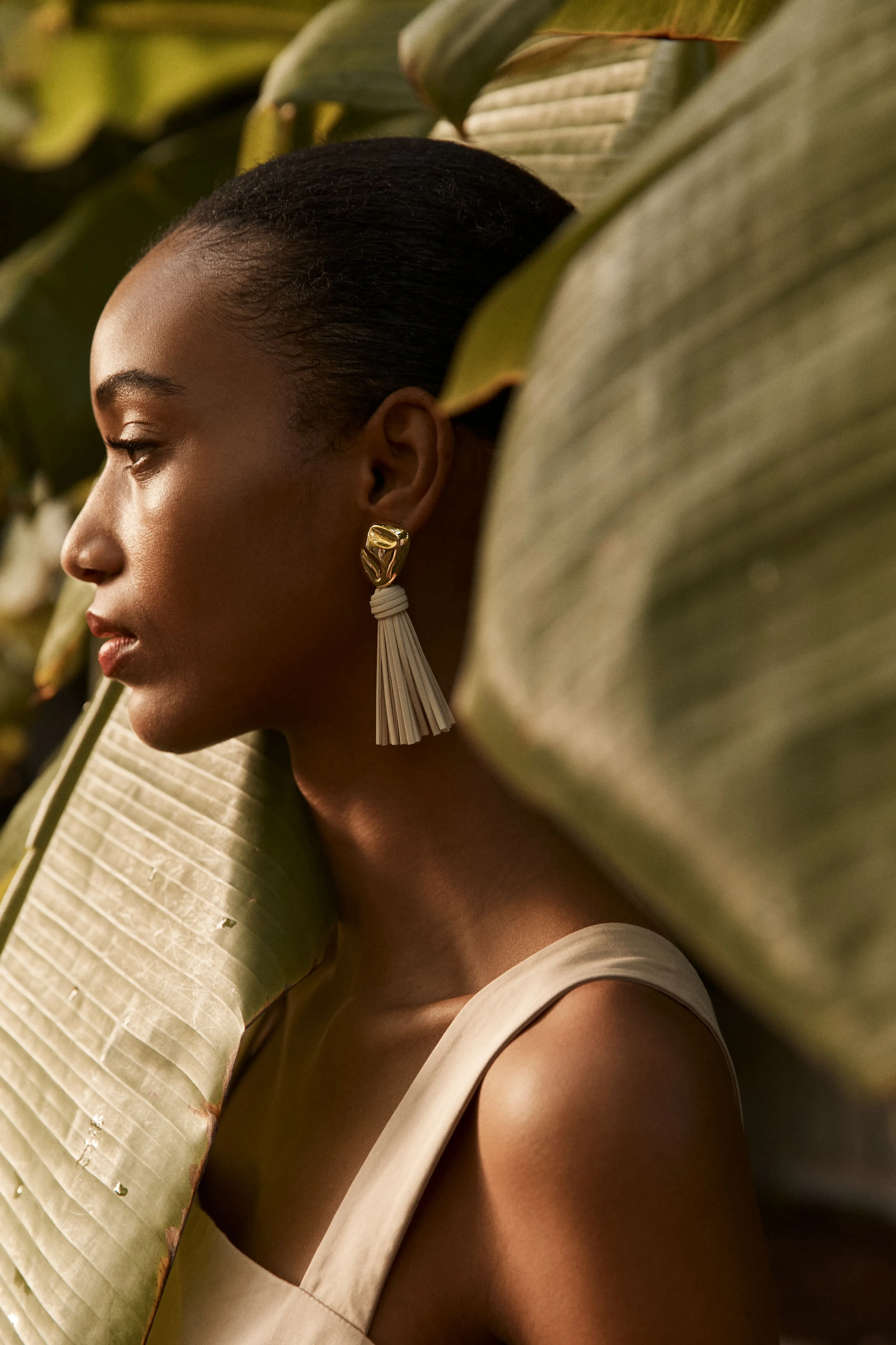 Cream Tassel Athena Earrings