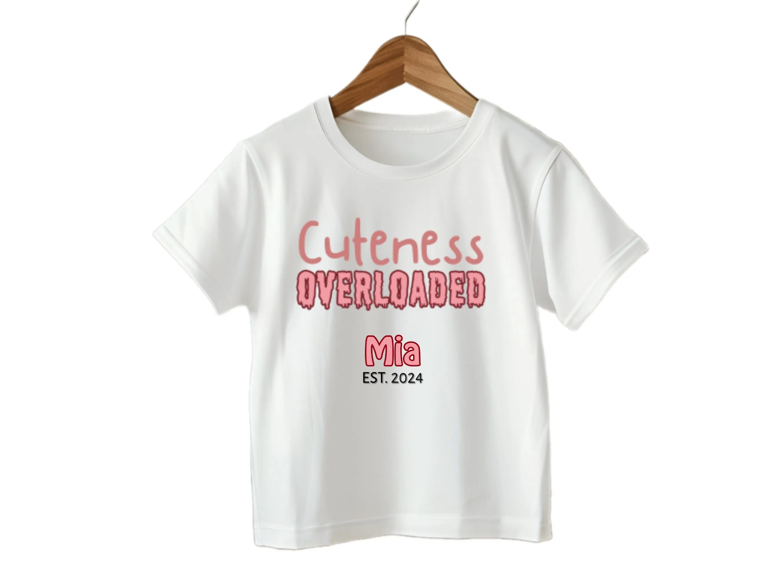 Custom Name Baby Girl's Bodysuit With Text Cuteness Overloaded