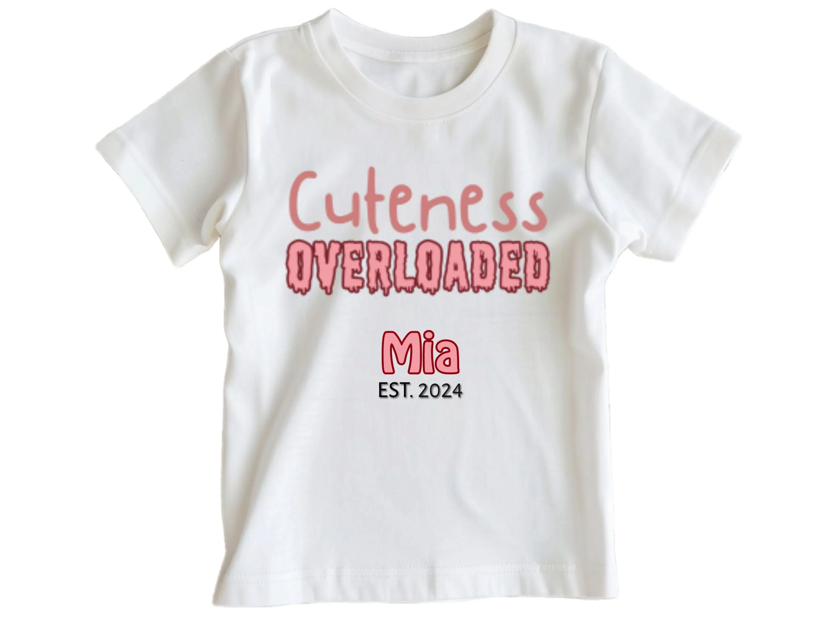 Custom Name Baby Girl's Bodysuit With Text Cuteness Overloaded