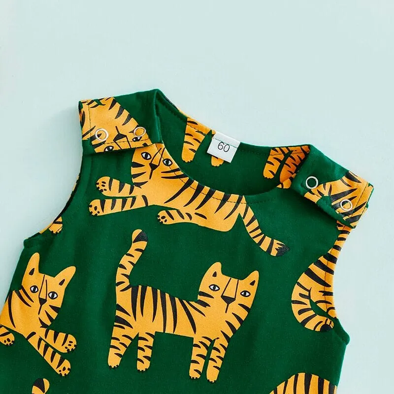 Cute Tiger Sleeveless Baby Jumpsuit