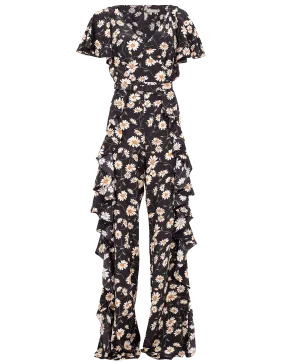 Daisy Crepe De Chine Ruffled Jumpsuit