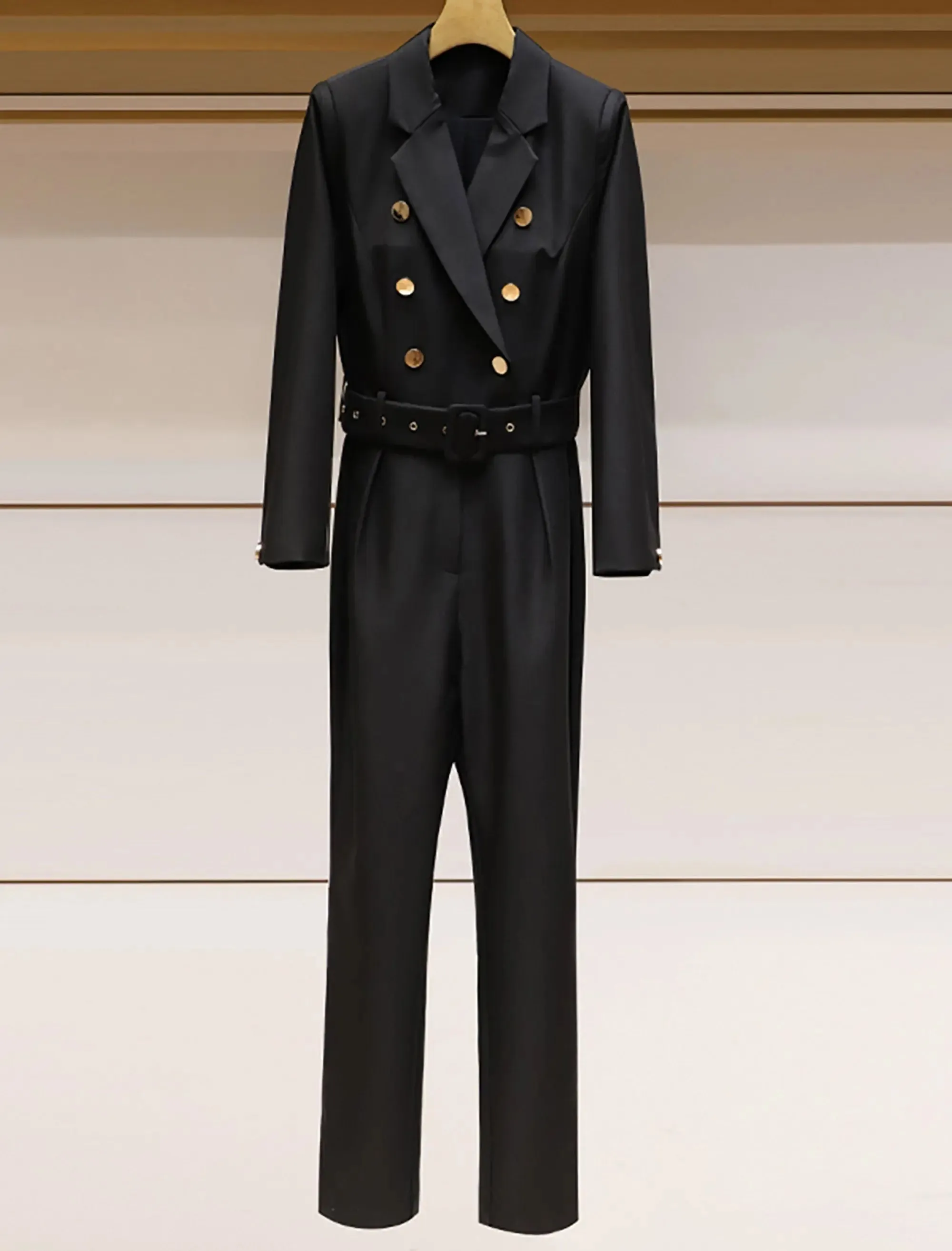Double Breasted Belted Slim Jumpsuit