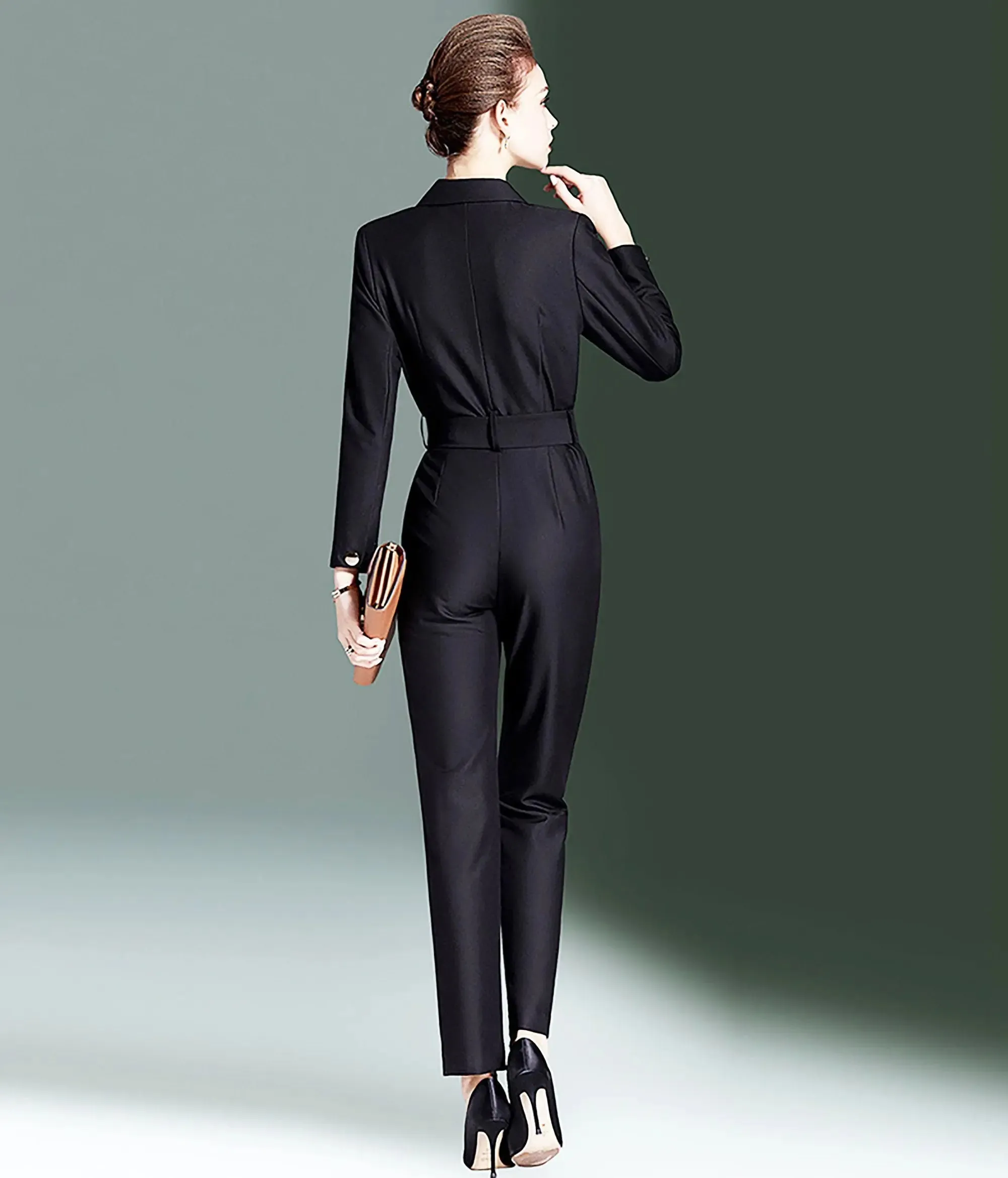 Double Breasted Belted Slim Jumpsuit