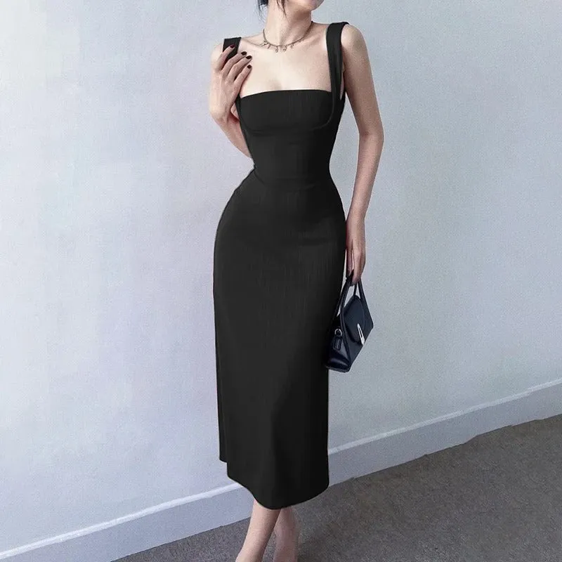 Double the Vibes Bodycon Backless Midi Dress
