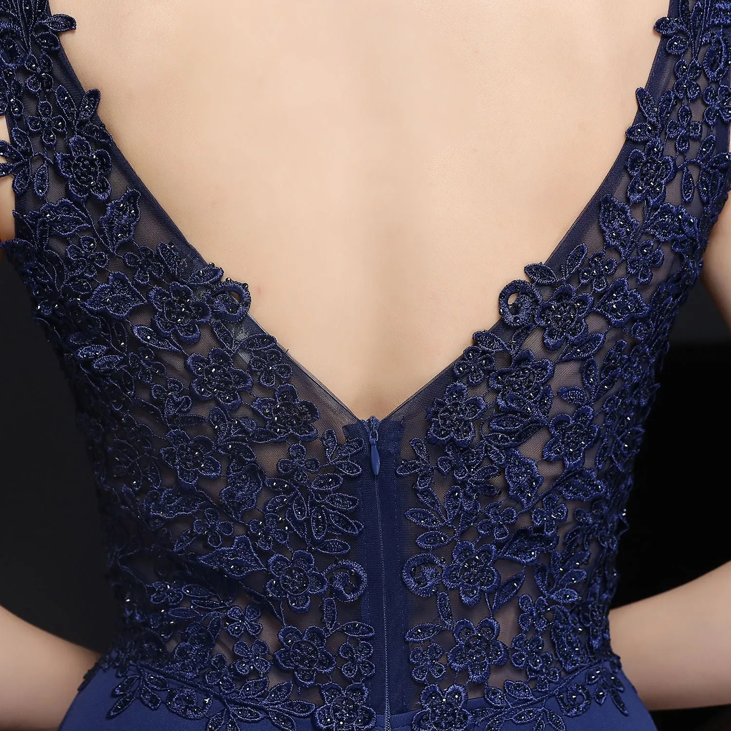Elegant Lace Diamond Fishtail Evening Dress