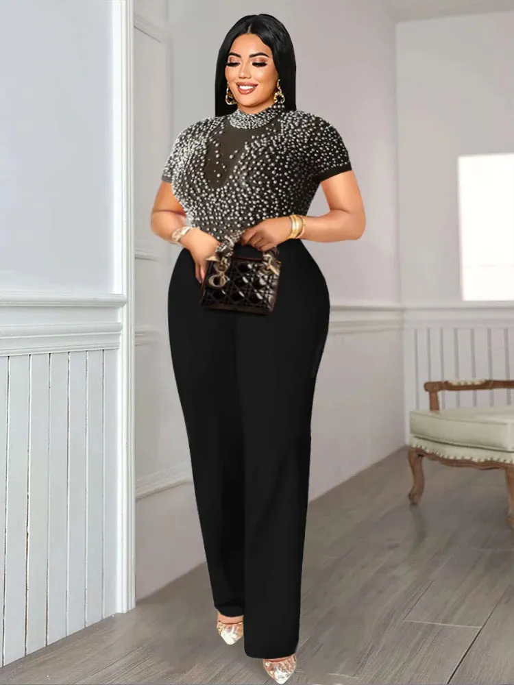 Elegant Plus Size Beaded Jumpsuit - A Luxurious Look