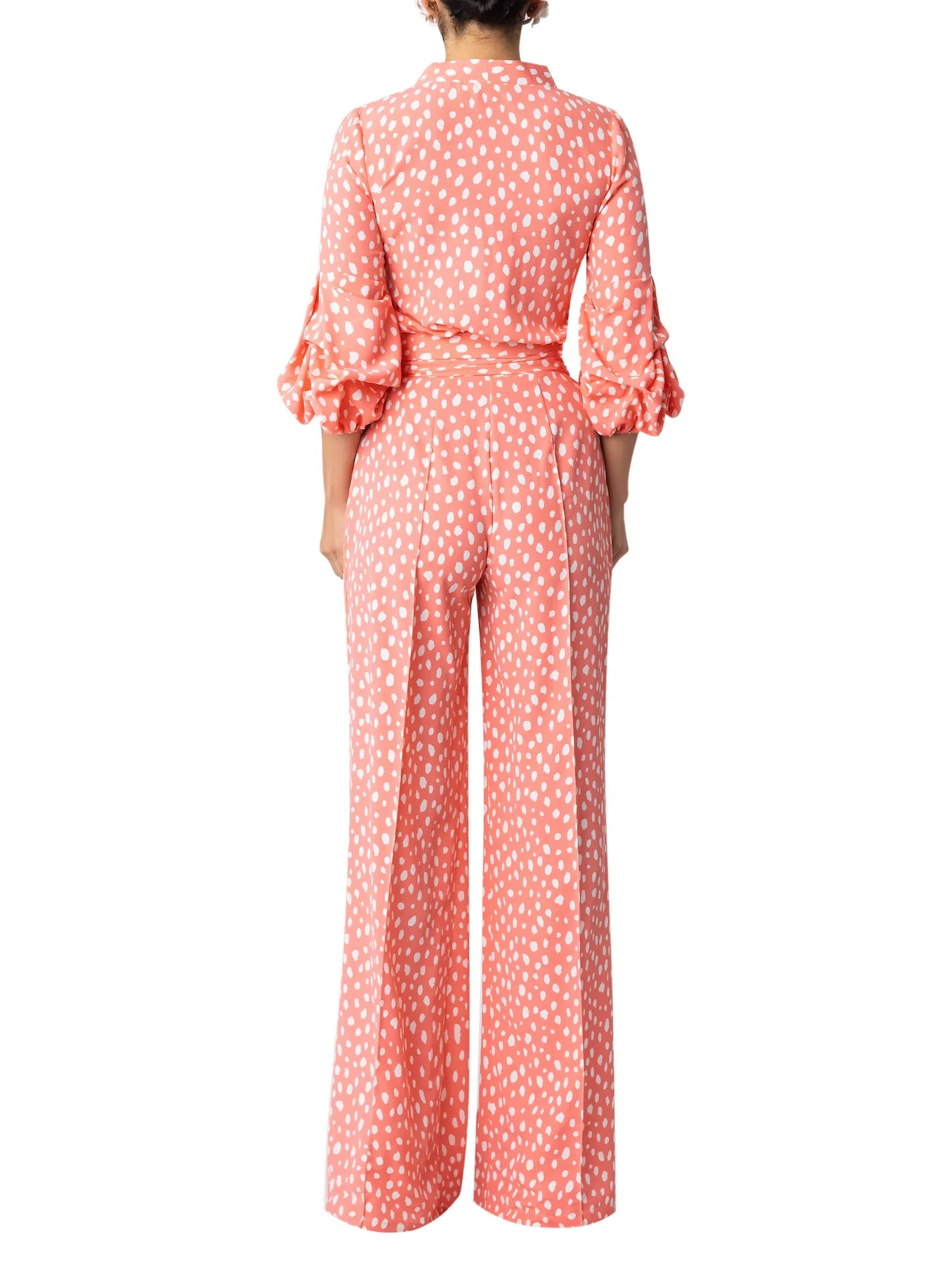 “Elle” Coral Polka Dot Jumpsuit