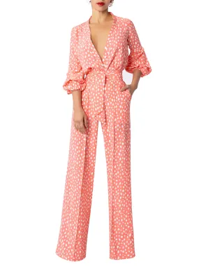 “Elle” Coral Polka Dot Jumpsuit
