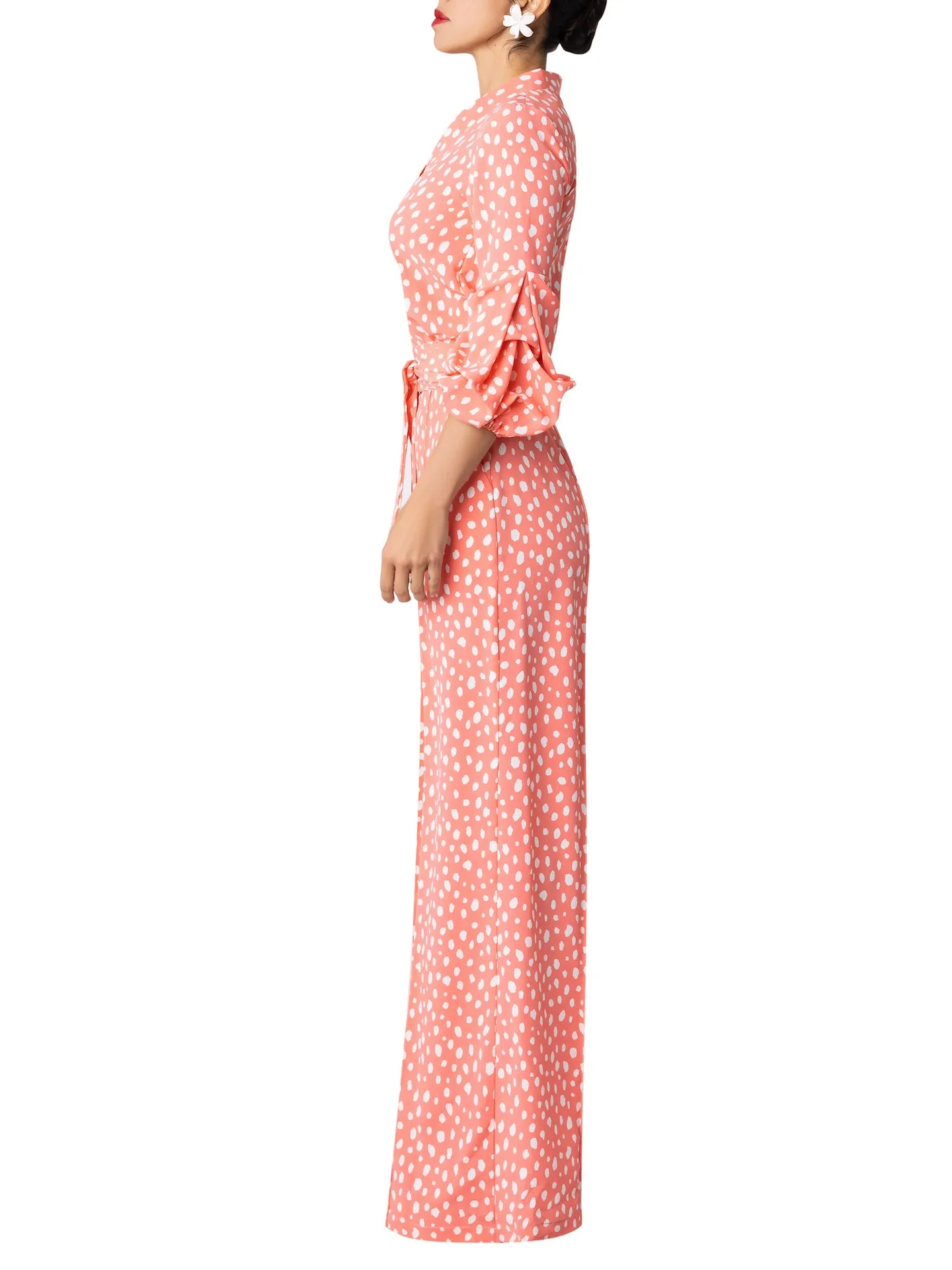 “Elle” Coral Polka Dot Jumpsuit