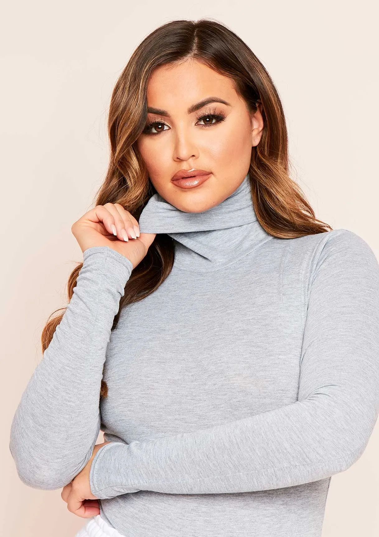 Elli Grey Basic Jersey Roll Neck Bodysuit