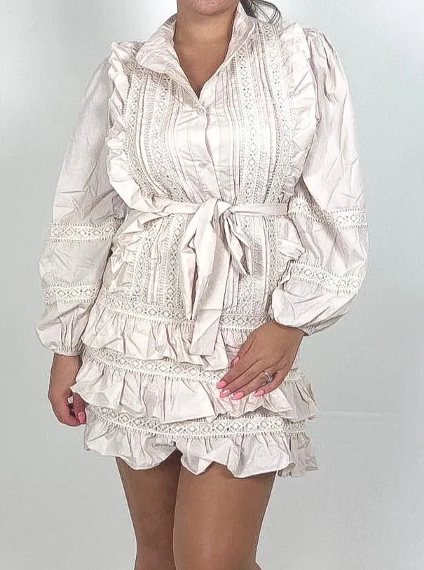 Embroidered Frill Summer Dress