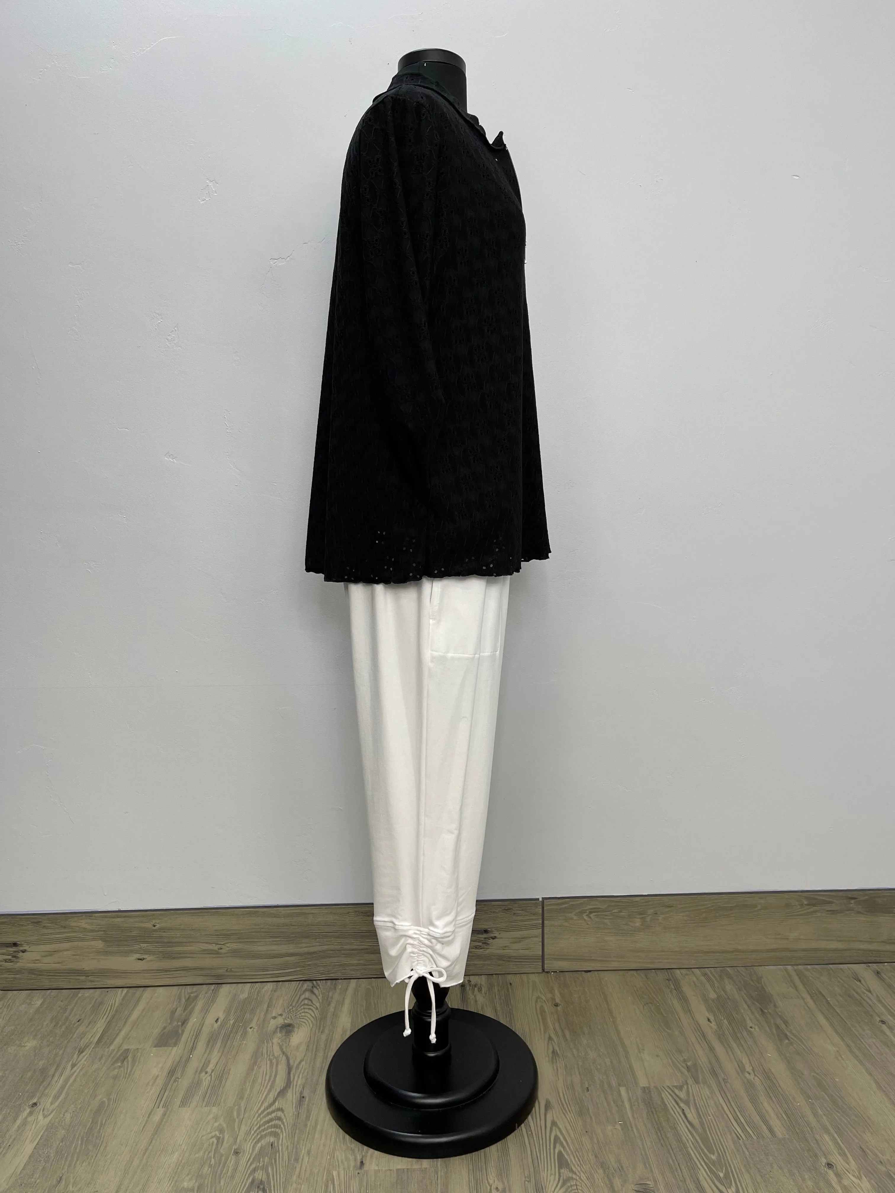 Eyelet Zipper Top Black