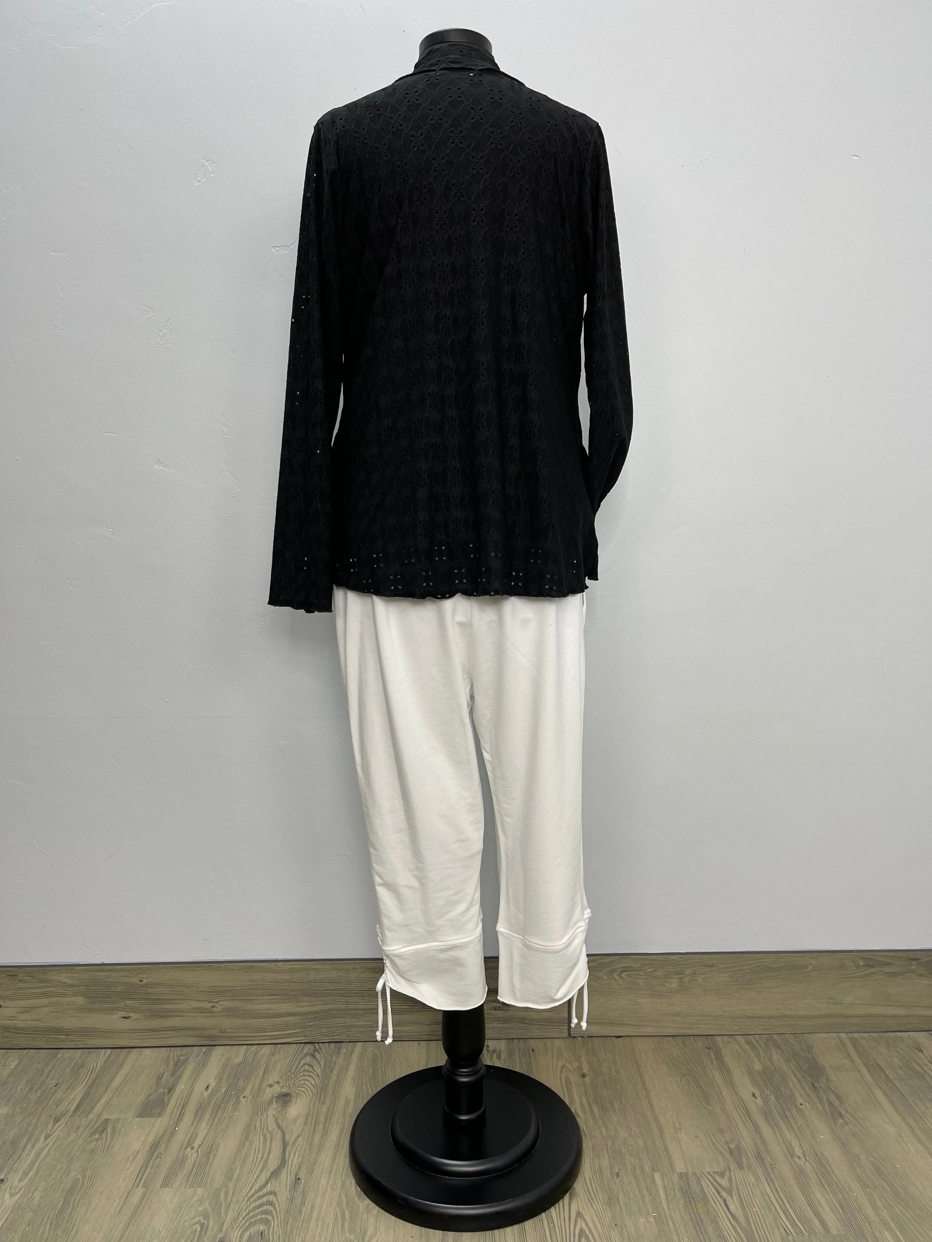 Eyelet Zipper Top Black