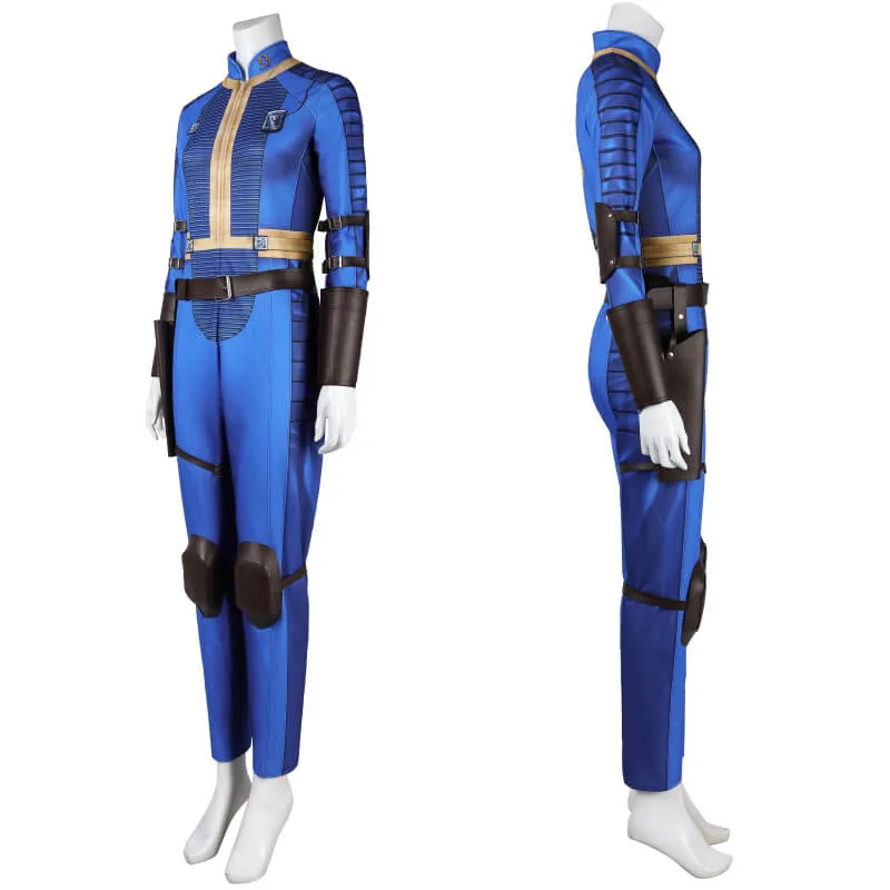 Fallout Lucy Cosplay Vault Suit Female 33 Fallout Vault Costumes Vault Dweller Jumpsuit with Accessories(Simply Version))