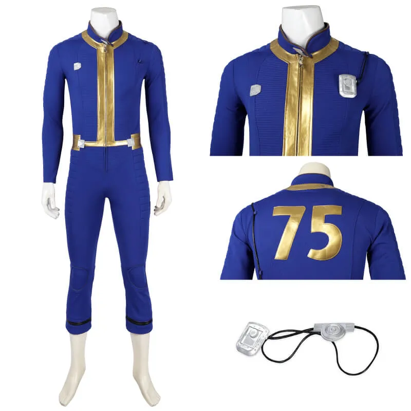 Fallout Vault Suit Fallout 4 Vault Jumpsuit No.75 Vault Dweller Costume Halloween Outfit ACcosplay