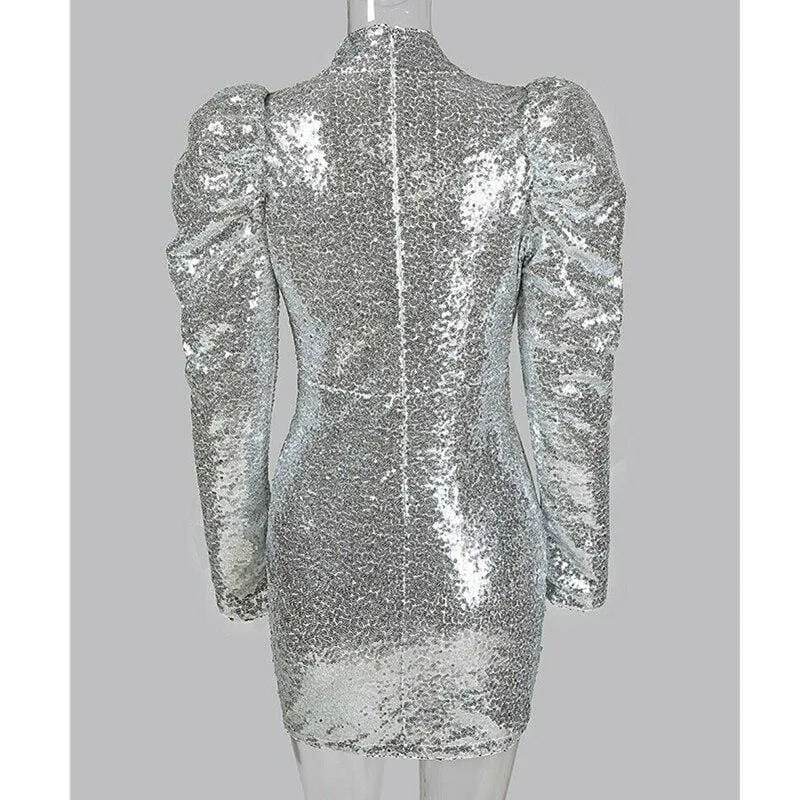 FashionSierra - Ladies Women Sexy Glitter Sequin Dress Deep V-neck Strappy Bodycon Slim Fit Mini Dress Clubwear Formal Wedding Party Dress