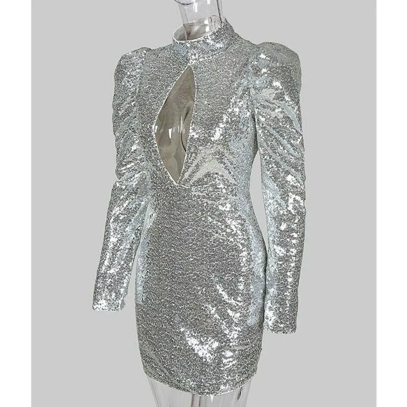 FashionSierra - Ladies Women Sexy Glitter Sequin Dress Deep V-neck Strappy Bodycon Slim Fit Mini Dress Clubwear Formal Wedding Party Dress