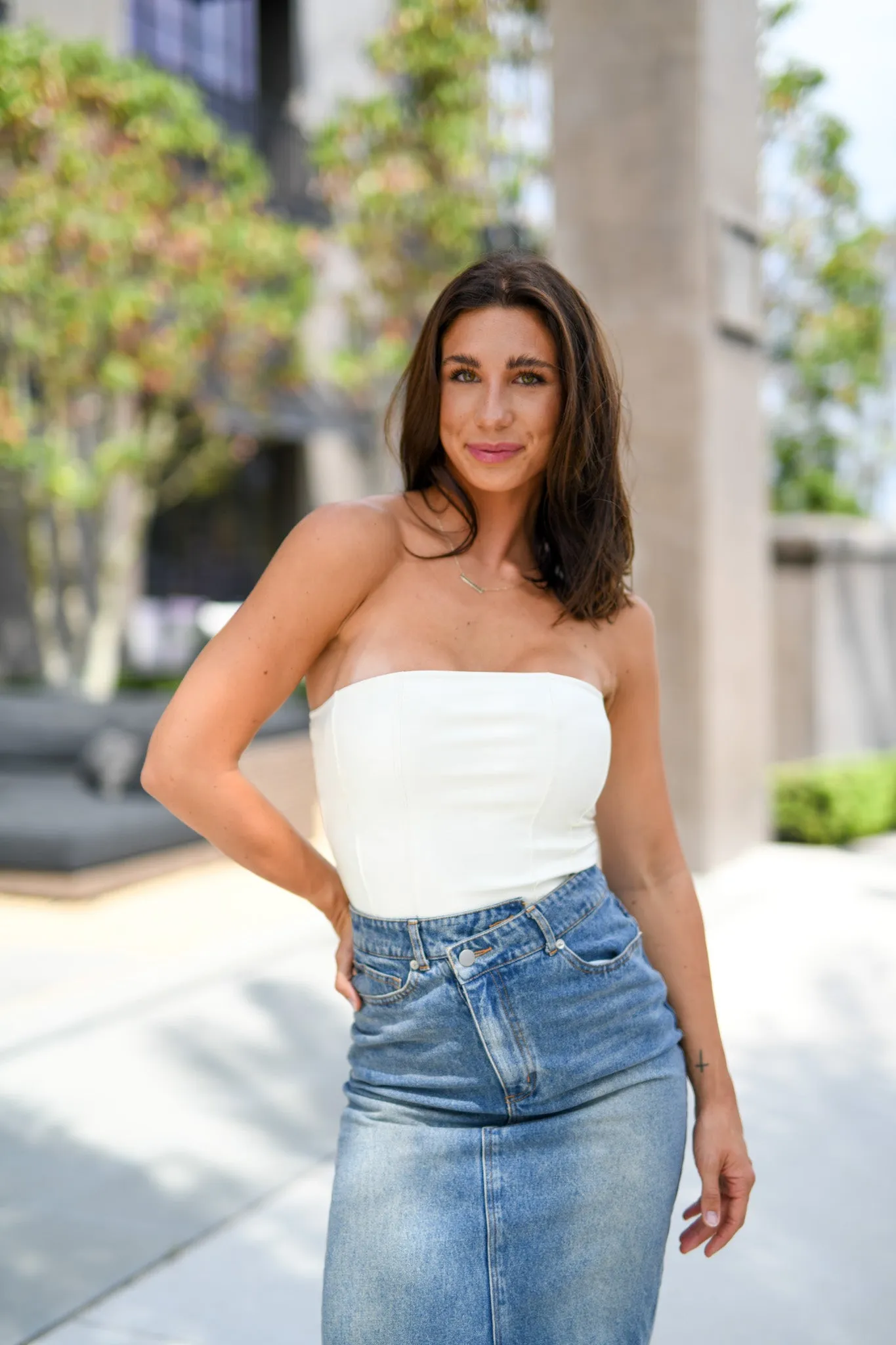 Faux Leather Bodysuit - White