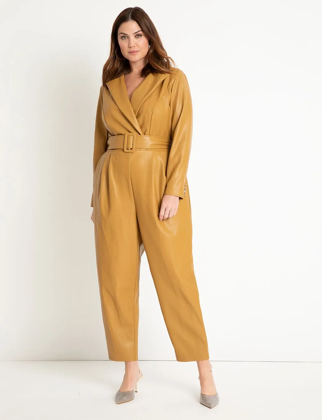 Faux Leather Jumpsuit in Dijon