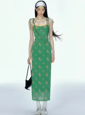 Floral Mesh Lace Resort Slip Dress