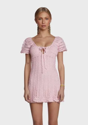 Found My Happy Crochet Dress - Pink