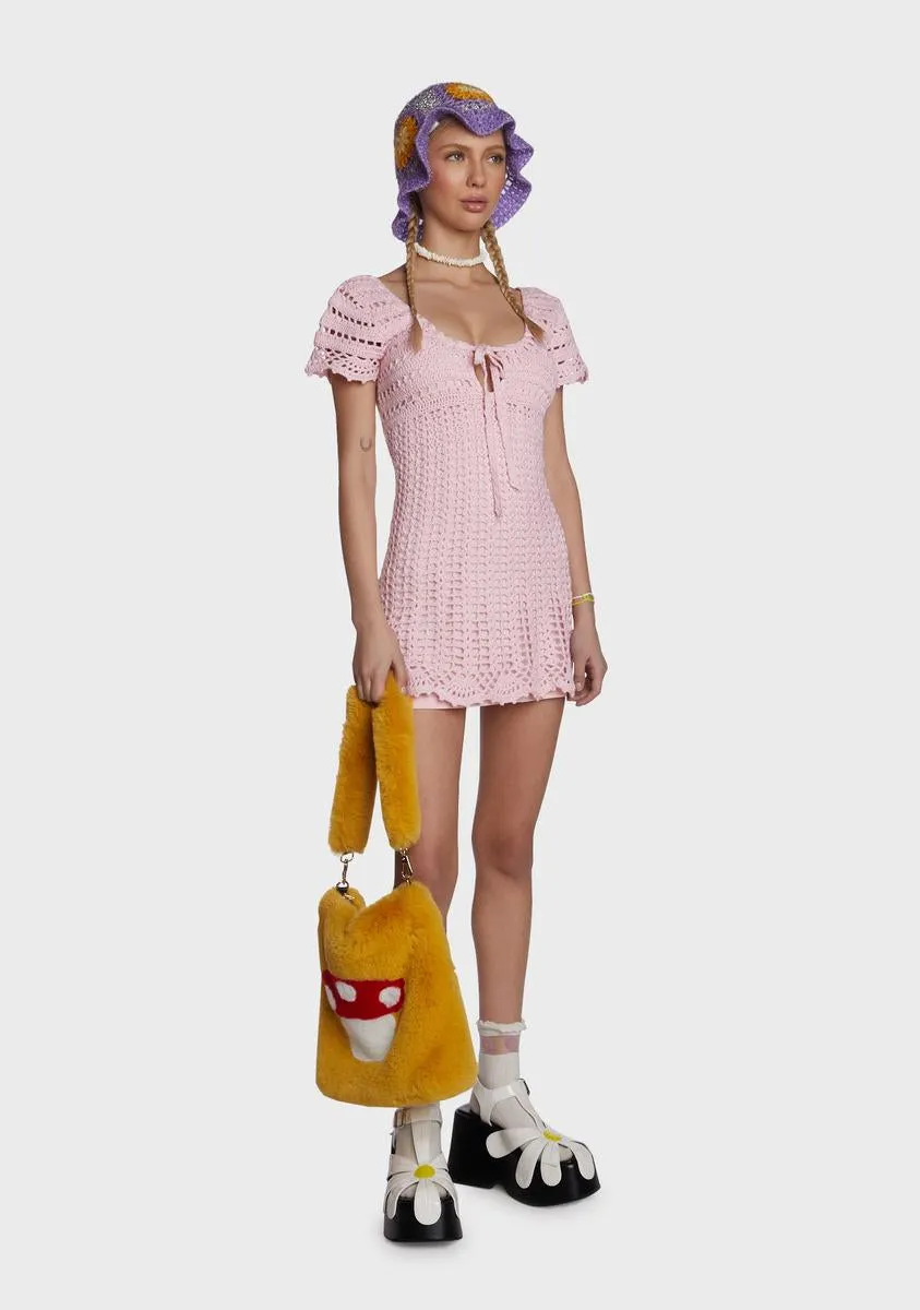 Found My Happy Crochet Dress - Pink