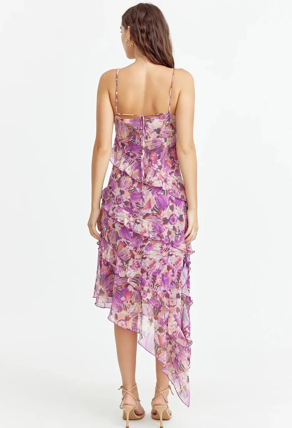 Gia Cowl Neck Frill Midi Dress